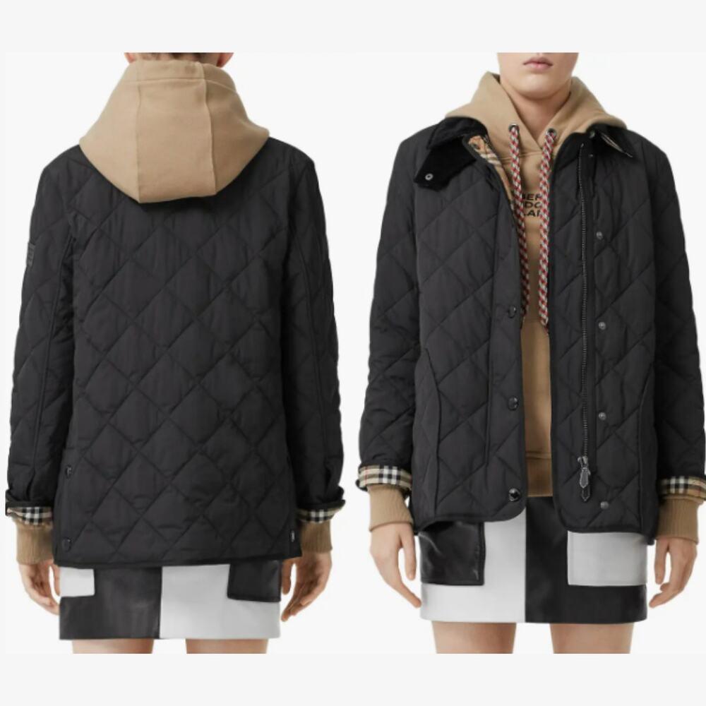 Burberry Coat Quilted Puffer Barn Jacket LOGO Cotswold Black House Check Plaid S - Picture 3 of 16